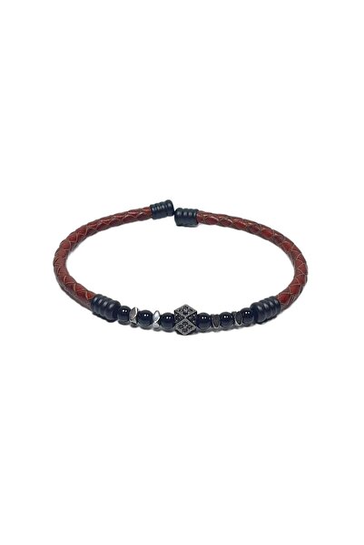 Janti Jtss26Blk1782 Stainless Steel Bracelet Genuine Leather Leather but Zirc...