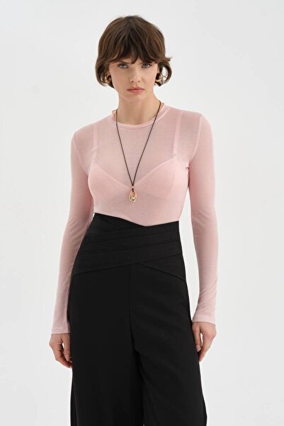 tw3 Γυναικεία μπλούζα με σχέδιο Crew Neck Διαφανές Look