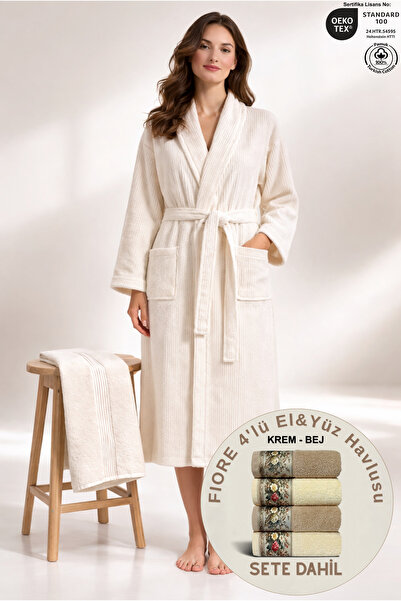 Ellaline Set de halate de baie pentru femei cu dungi bumbac 100% +FIORE 4-pro...