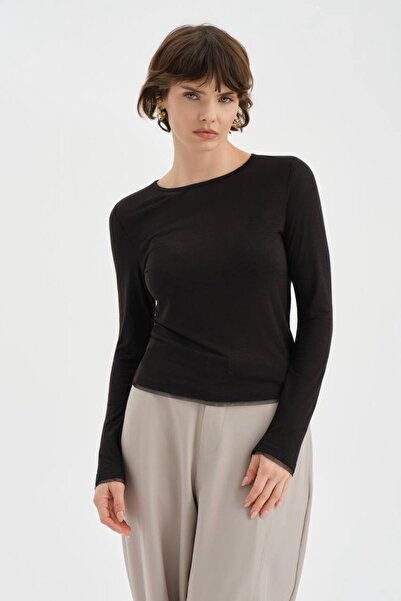 tw3 Γυναικεία μακρυμάνικη μπλούζα με σχέδιο Διαφανές Look