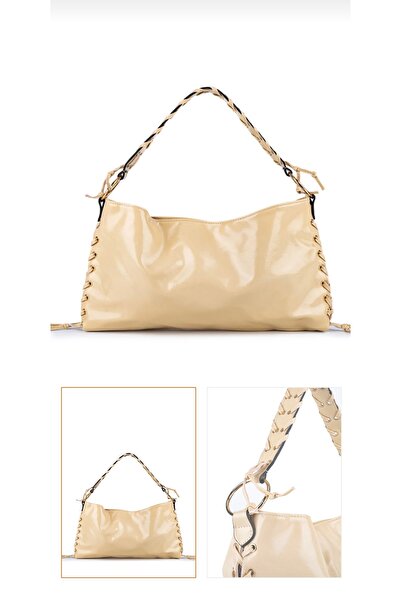 DMG Collection Paris cu detaliu tricotat Ridată piele Femeie geantă de umăr