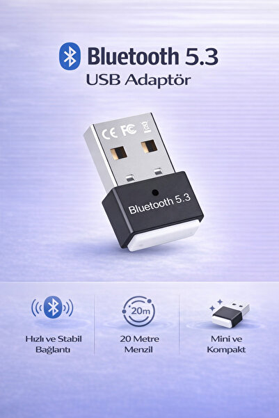 Coverzone Bluetooth 5.3 USB Adaptör Dongle PC Laptop Kulaklık Mouse Klavye Ga...