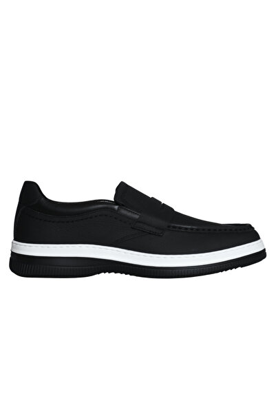 Platin Black Leather Men's Loafer