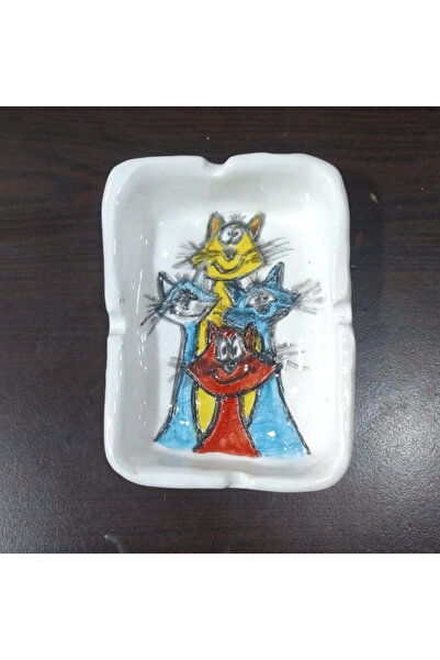 esdekor 8X11 cm Small Ashtray Ceramic Handmade 1 Piece