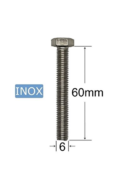 inox Screw M6x60mm Hexagonal Head - 50pcs/box