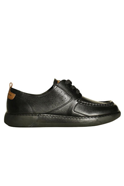 Platin Black Leather Men's Casual Shoes
