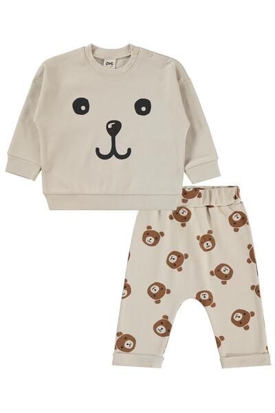 Civil Baby Ayıcık Baskılı 3-18 Ay Takım - Bej