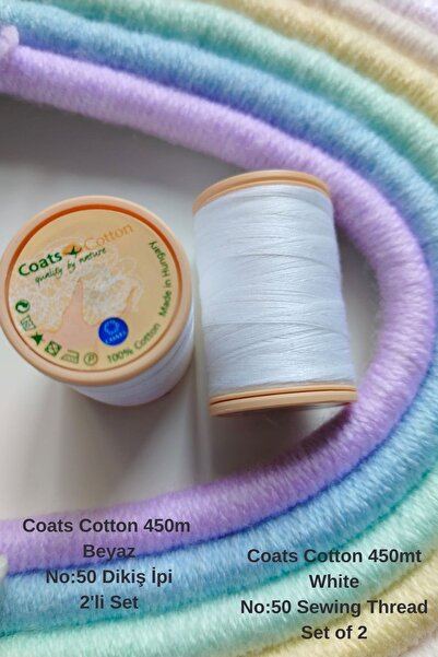 COATS Pamuk 450 metara Konac za šivenje br. 50 Set od 2 komada