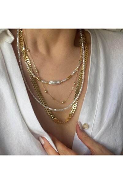 Venus Design Multiple Pearls Chain Necklace