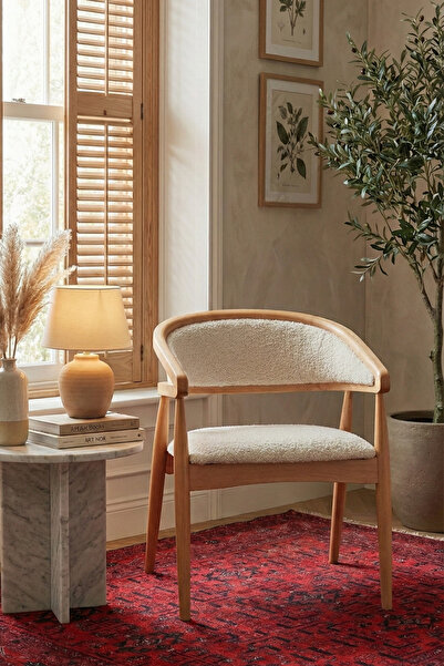 Woodenbend Florida Naturel Kolçaklı Döşemeli Sandalye – Kayın Ağacı, İskandin...