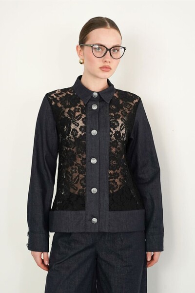 Cistern İstanbul Γυναικείο Δαντέλα Λεπτομερές τζιν πουκάμισο