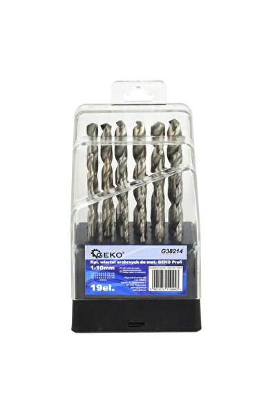 GEKO SET 19 BURGHIE HSS PENTRU METAL, 1–10 MM, PRINDERE CILINDRICA, VARF 135°