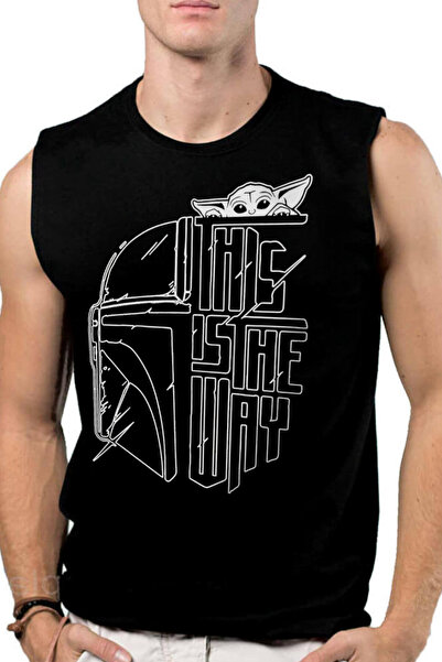 ROCKANDROLL Yoda în cască cu mânecă neagră decupată |   Tricou fără mâneci pe...