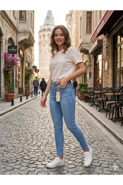 OwenLife Reepi̇ Jeans Light Blue Full Rigid Narrow Leg 100cm