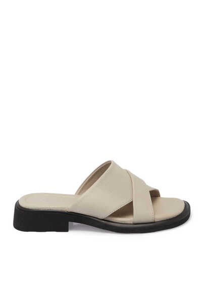 Tergan Vizon Hakiki Deri Kadın Terlik - K25Y1TR67978-A44