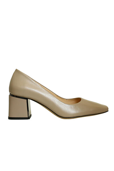 Platin Mink Leather Women's Heeled Shoes