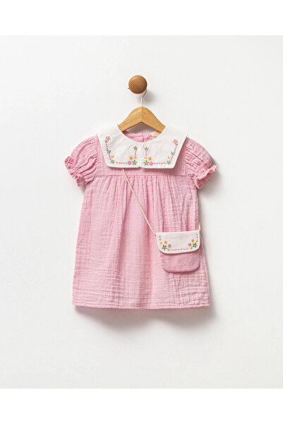 Minipodyum Kız Bebek Bebe Yakalı Çantalı Elbise