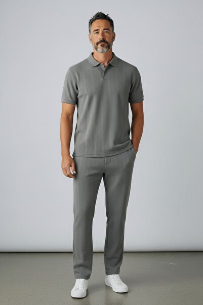 Altamira Men's Smoke Gray Honeycomb Patched Tracksuit Set