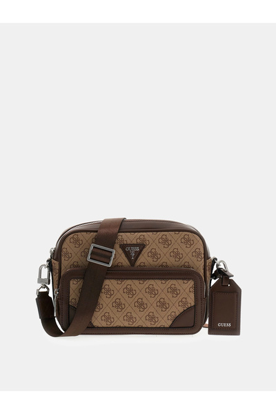 Guess Milano Çift Fermuarlı Çapraz Askılı Erkek Bej Çapraz Çanta HMMILLP6222-BEG