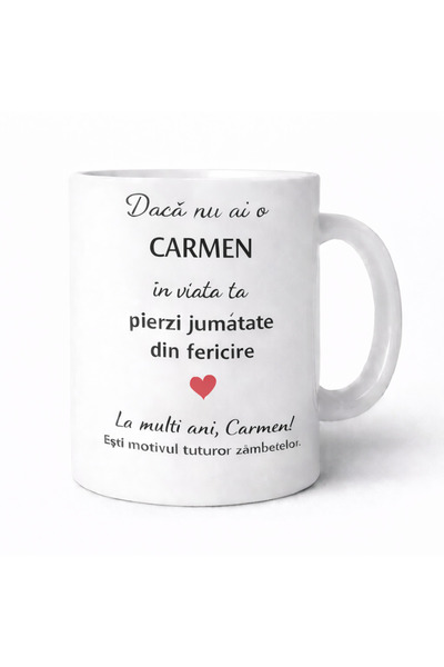 OEM Cana personalizata cu numele Carmen, cadou aniversare sau zi de nume pent...