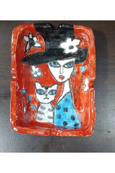 esdekor 8X12 cm Small Ashtray Ceramic Handmade 1 Piece