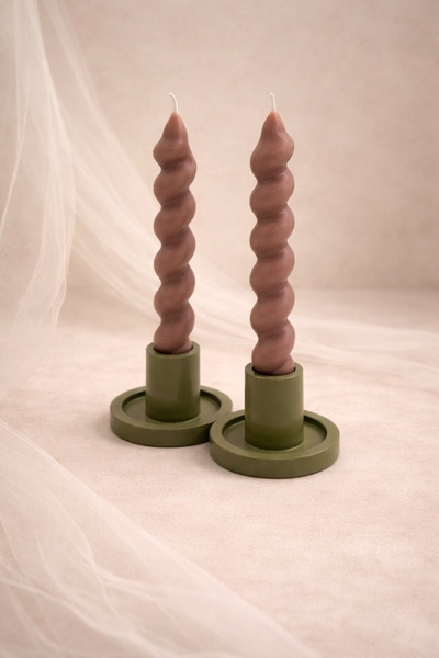 Atiye Studio 2'li Şamdan Mumluk Minimal Dekoratif Mumluk Seti Modern Masa Üst...