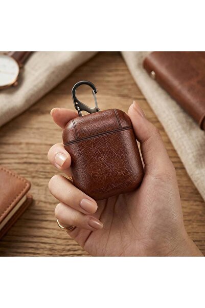 CaseOnn سماعات أبل إيربودز 1 / 2. حافظة نسجيل كاشوكيه فاخرة مع خطاف مظهر جلدي...