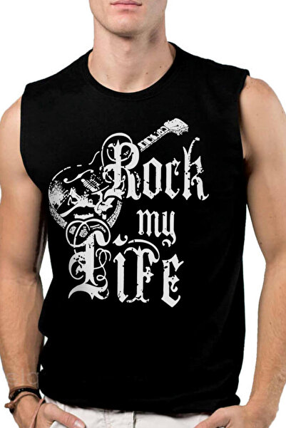 ROCKANDROLL Viața mea este rock, cu mâneci decupate negre. |   Tricou fără mâ...