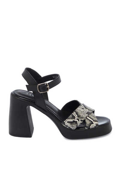 Tergan Siyah Hakiki Deri Kadın Topuklu Ayakkabı - K25Y1AY67959-T26