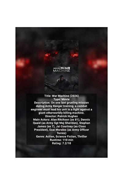 OEM Poster Infografic War Machine (2026), Colectie Sci-Fi, Carton Premium 250...