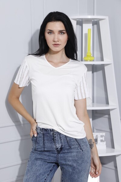 Arzulica Bluză albă prințesă cu mâneci viscoză