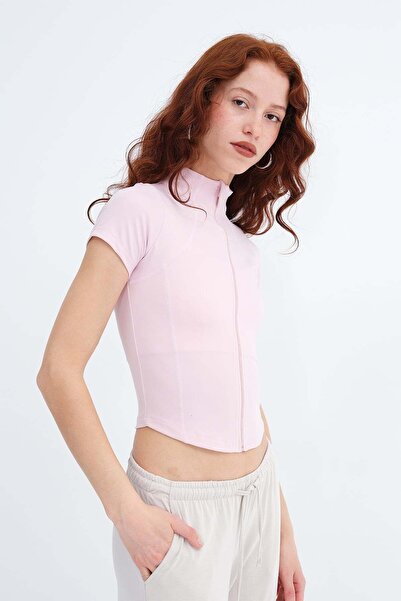 Addax Cardigan cu mânecă scurtă și fermoar H4004