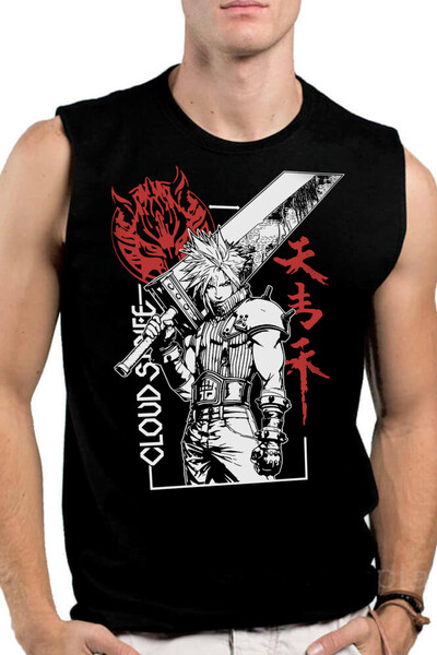 ROCKANDROLL Erou gigant cu sabie, mânecă neagră tăiată |   Tricou fără mâneci...