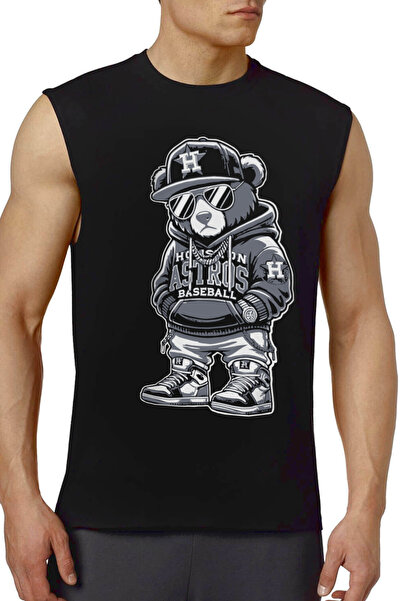 ROCKANDROLL هيب هوب تيدي أسود بأكمام مقطوعة |   تيشيرت رجالي بدون أكمام |   ر...