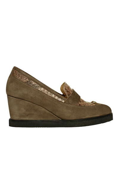 Platin Mink Nubuck Women's Wedge Heel Shoes