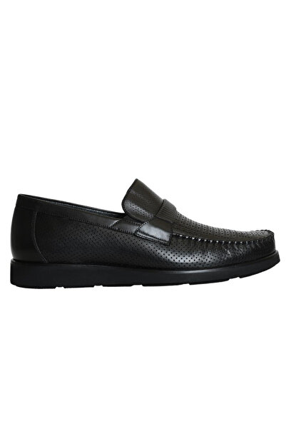 Platin 5B- Black Leather Men's Loafer Shoes