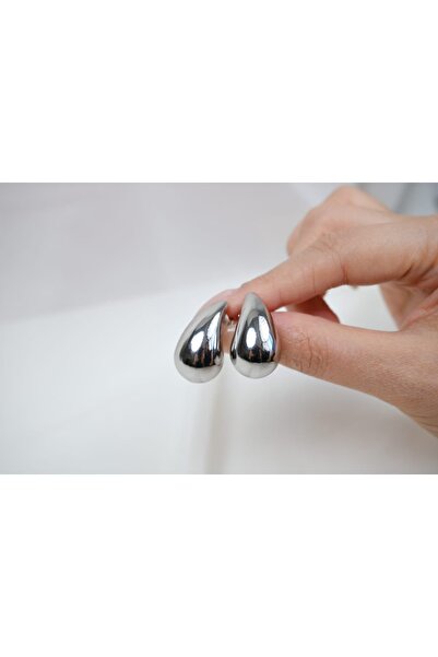 ATELİER TUĞBA Kp301 Drop Form Earrings Silver (Length 28 mm)