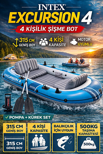 YILDIRIM OYUNCAK Excursion 4 Şişme Deniz Botu 315x165x43 cm – 4 Kişilik Kamp ...