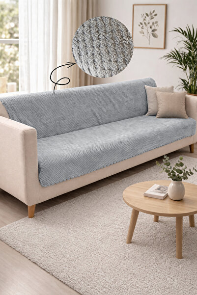 Sevim Non-Slip Sole Sofa Cover - Wellsoft & Plush Sofa Cover - 180X215 cm - Gray