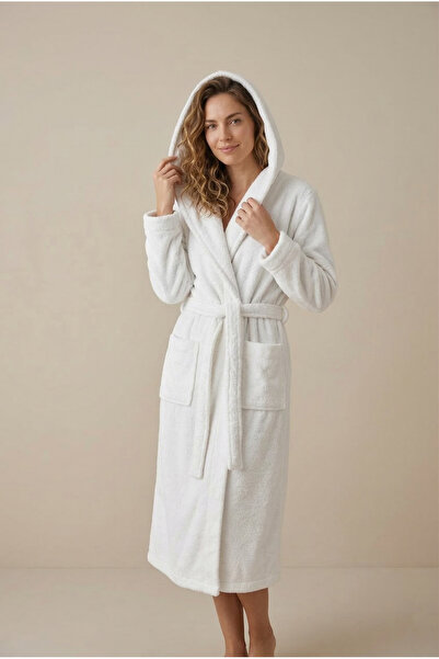 Motif Mağaza %100 Βαμβάκι με κουκούλα Με τσέπες Γυναικείο μπουρνούζι Σαλιάκα