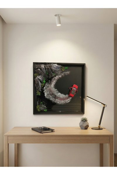 SHEKİLHOME Zirvede Drift: 40 cm El Yapımı 3D Epoksi Sanat Tablosu
