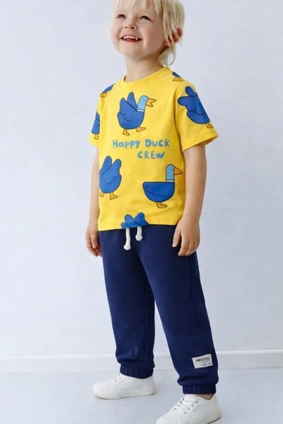 Little Miny Kids (2-8 سنوات) طقم سترات رياضية من قطن قطع من Yellow Duck مطبوع...