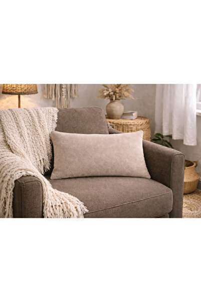 maison linden 30X50 Stone Color-Beige Velvet-Textured Cushion Cover – Invisib...