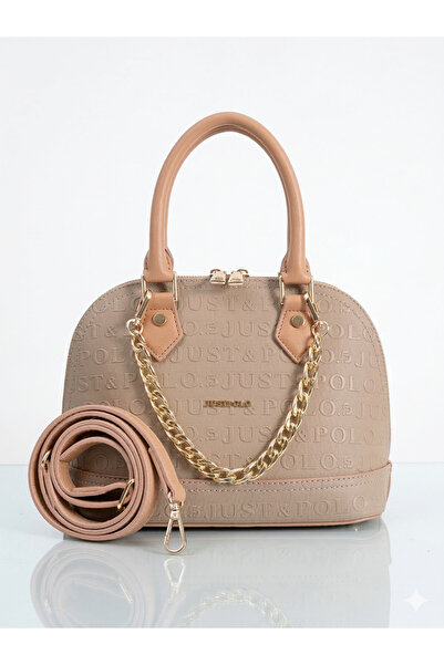 GALB Γυναικεία τσάντα χειρός και ώμου Just & Polo με μαύρο ανάγλυφο λογότυπο ...