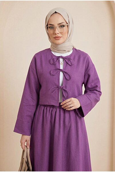 HİJABAYA Λινό Σετ με δαντέλα μπροστά και ελαστική μέση με φούστα