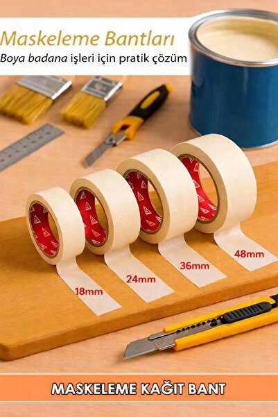 Ve-ge Maskeleme Boya Bandı Kağıt Bant 48 Mm Genişlik - 30 Metre - 3 Adet