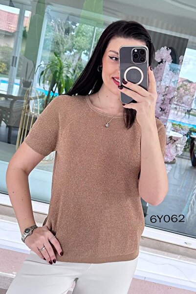 İnce Topuk Bluză tricotată cu sclipici Selanik 6y062