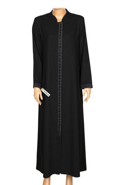 Hermevsim Hesna Women's Ufuk Medine Silk Black Ferace with Embroidered Sleeve...