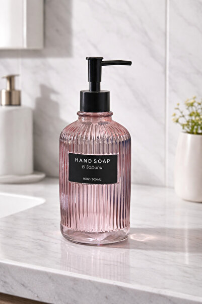 Padilon 500 ml Glass Liquid Soap Dispenser Modern Bathroom Kitchen Pressed Gl...