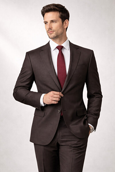 FABIO CASSEL Yünlü Kumaş 4 Drop Klasik KESİM Premium Erkek Takım Elbise